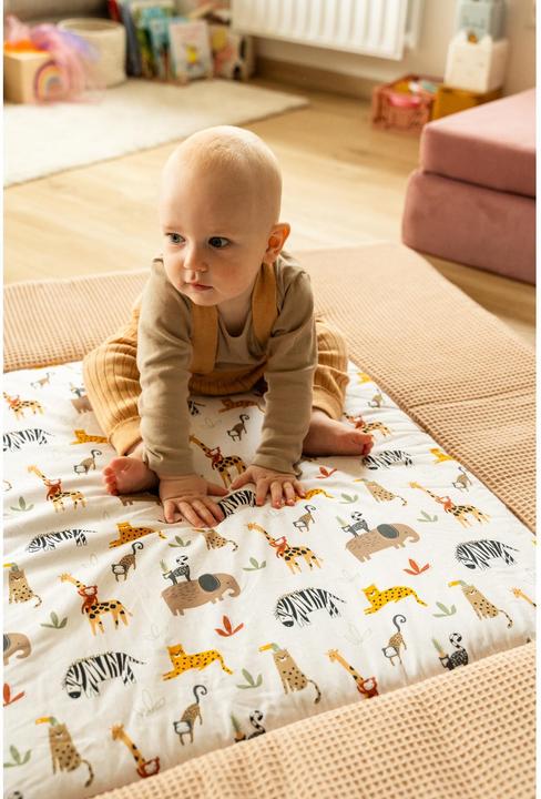 Image du produit Ullenboom Tapis d'éveil piqué gaufré sable savane 140 x 140 cm