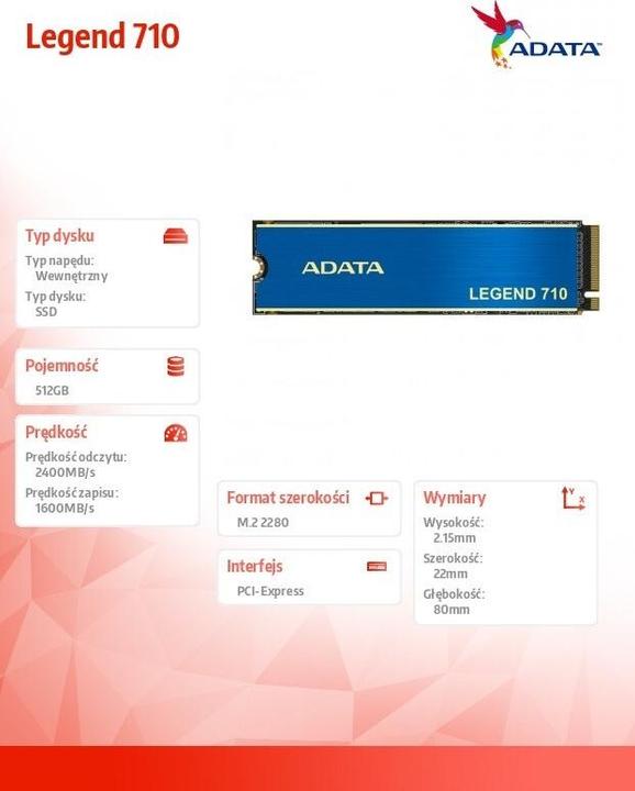 Actual product image Adata Legend 710 (512 GB, M.2 2280)
