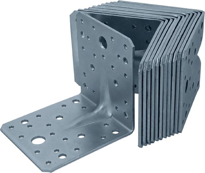 Produktbild Helpmate Lochplattenwinkel 100x100x90, verzinkt, 12 Stück, mit Sicke (Lochplattenwinkel, 12 Stk.)