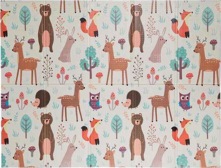 Relaxdays Faltbare Kindermatte mit Waldtieren (195 x 150 x 1 cm)
