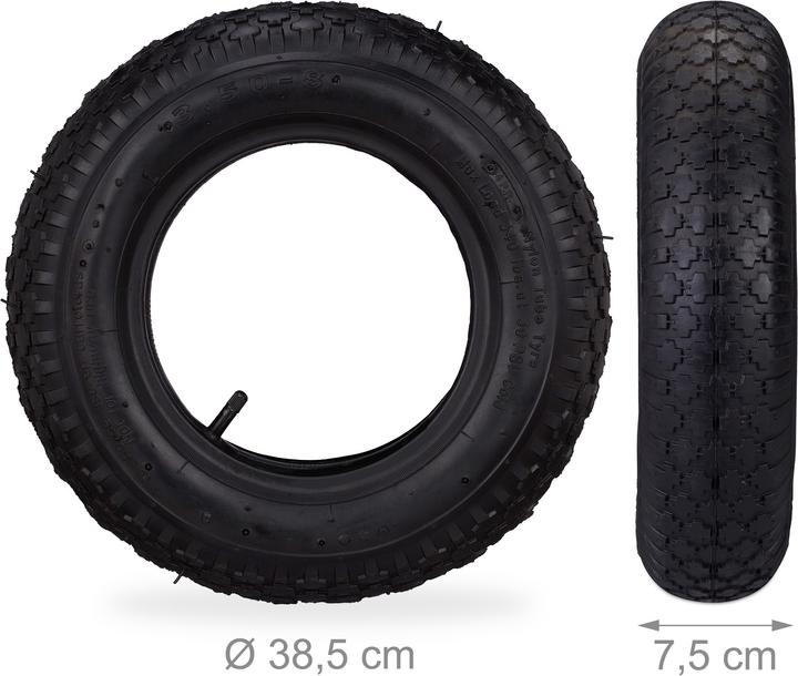 Actual product image Relaxdays Wheelbarrow Wheel 4.80 4., Solid Rubber