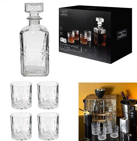 Actual product image Sombo Whisky decanter with 4 whisky glasses