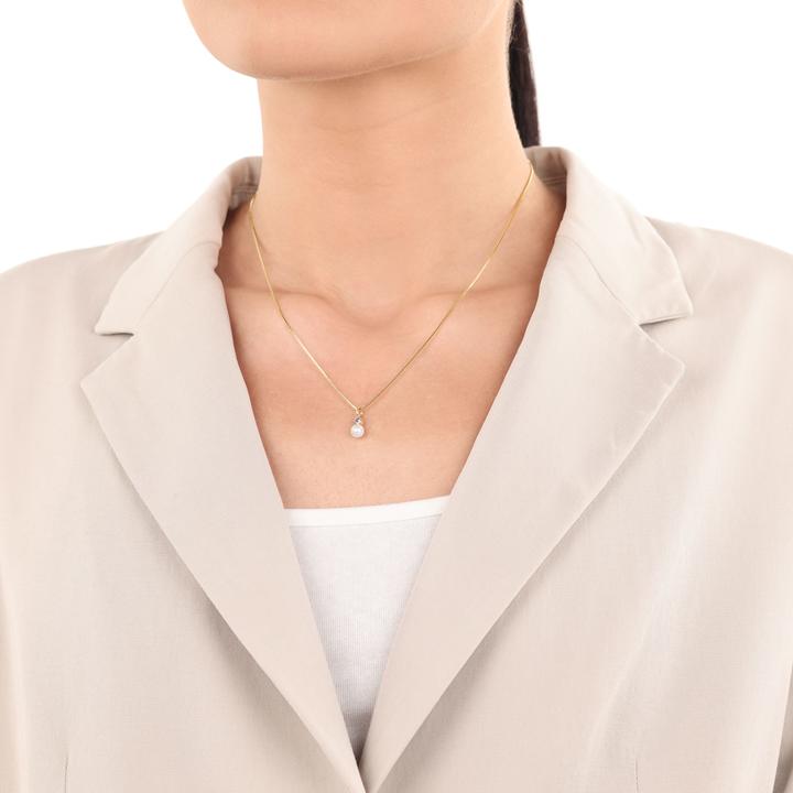 Actual product image Amor pendant for ladies, gold 375, synthesised zirconia, cultured freshwater pearl (Gold 375, 9 ct)