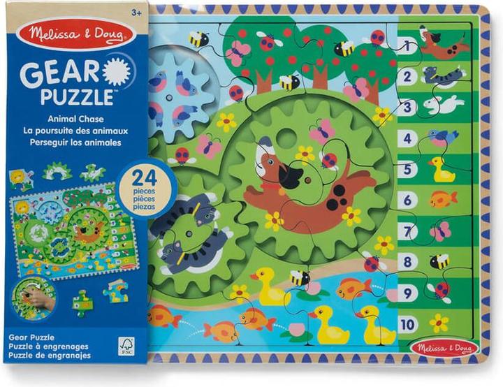 Produktbild Melissa & Doug Melissa and Doug - Animal Chase I-Spy Wooden Gear Puzzle - (31004) (24 Teile)