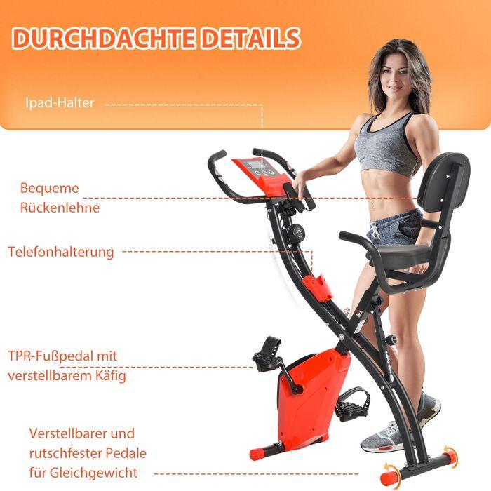 Image du produit Swisshandel24 Vélo d'appartement 2 en 1 Écran LCD, pliable, résistance magnétique réglable sur 8 niveaux, 1 paire