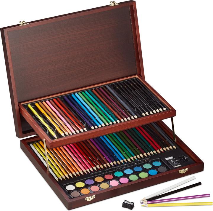 Relaxdays Mallette coloriage (Marron, 8 x)