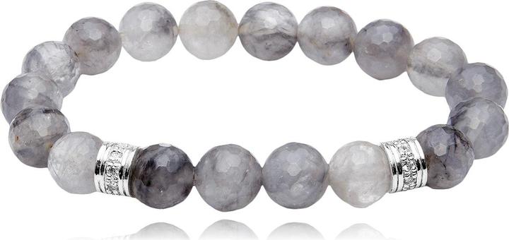 Leyda Grauquarz Armband mit Silber & Zirkonia (18 cm, Silber 925, Stein, syntetischer Stein)