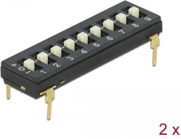 Image du produit Delock Commutateur DIP Tri-State 9 chiffres 2,54mm grille THT verticale noir 2 pièces