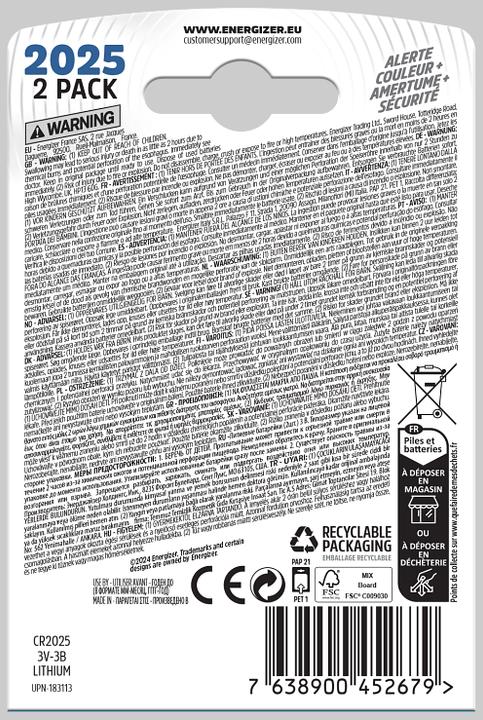 Immagine prodotto Energizer Ultimate Lithium (2 pz., CR2025, 155 mAh)