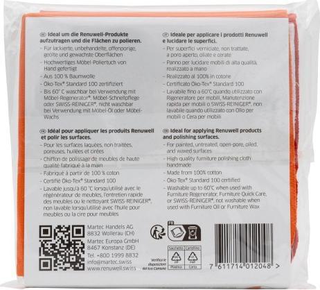 Valeurs nutritives et ingrédients Renuwell Chiffon à polir les meubles (Orange, Red, Blanc)