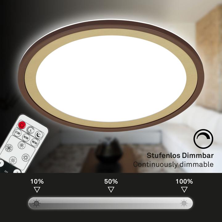Actual product image Briloner Ultra flat CCT LED panel with LED backlight, brown-gold, 1xLED/22W (3000 lm)