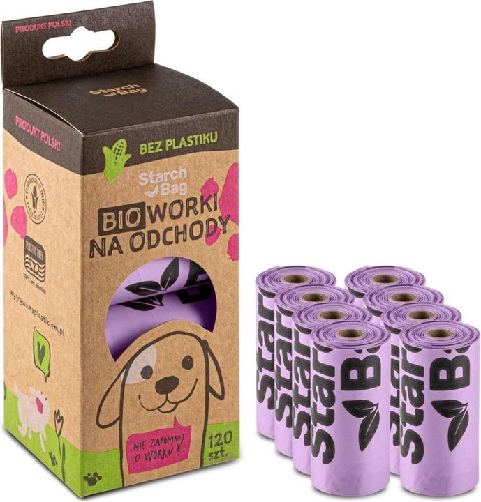 Starch Bag STARCHBAG BIO compostable poo bags purple - 8x15 pieces (Cat, Dog)