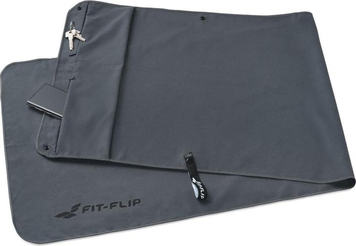 Immagine prodotto Fit-Flip Fitnesshandtuch Mikrofaser mit Reissverschlusstasche 130x48cm (130 x 48 cm)