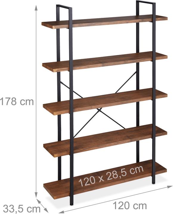 Produktbild Relaxdays Bücherregal (120 x 32.5 x 178 cm)