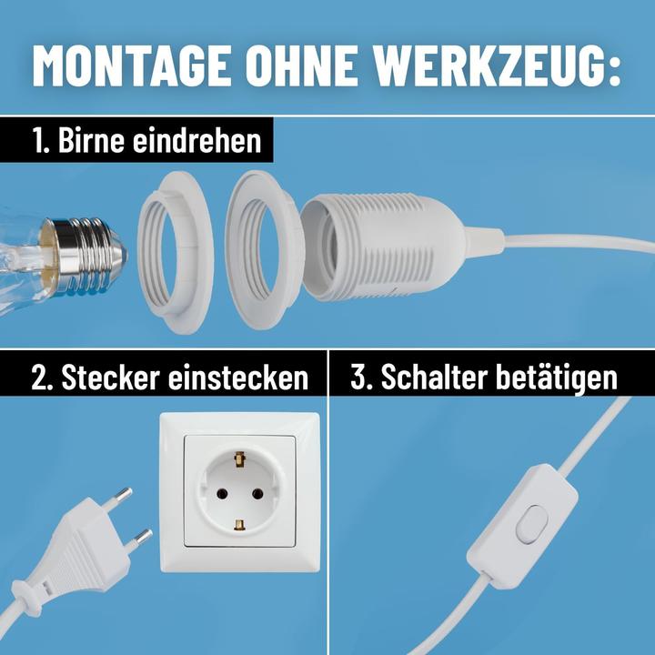 Produktbild greate Lampenfassung E27 mit Schalter & Kabel