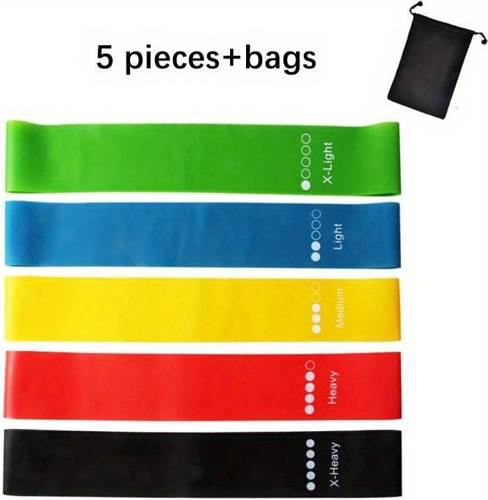 Actual product image PhoneLook Set pack of fitness resistance bands for home workout elasticated training bands 5 pieces (2 21 kg) (Extra Light, Easy, Medium, Strong, Extra strength)