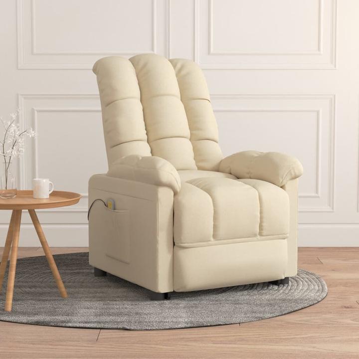 Produktbild VidaXL Massagesessel Fernsehsessel Relaxsessel Sessel Liegesessel Creme Stoff