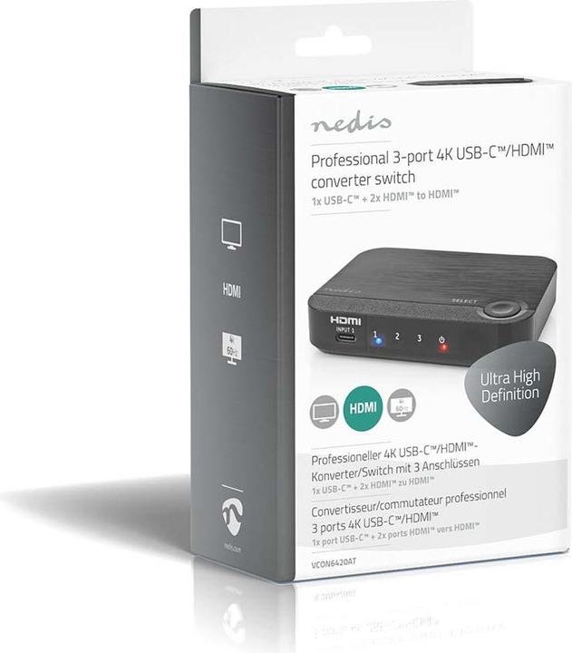 Image du produit Nedis Convertisseur HDMI ™ | 1x USB-C™ / 2x HDMI™ entrée | 1x HDMI™ sortie | 1 voie | 4K@60Hz | 18 Gbps