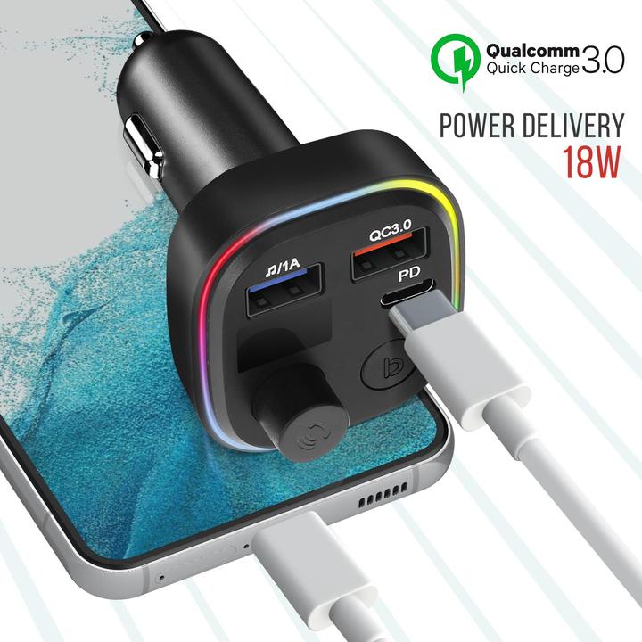 Produktbild Avizar FM-Sender, USB QC 3.0 + USB-C 18W Anschlüsse