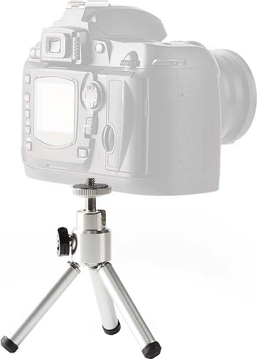 Actual product image Nedis Mini Tripod Pan and Tilt Max. 0.8 kg 13.4 cm Black/Silver 11.0 cm Silver, TPOD (Metal)