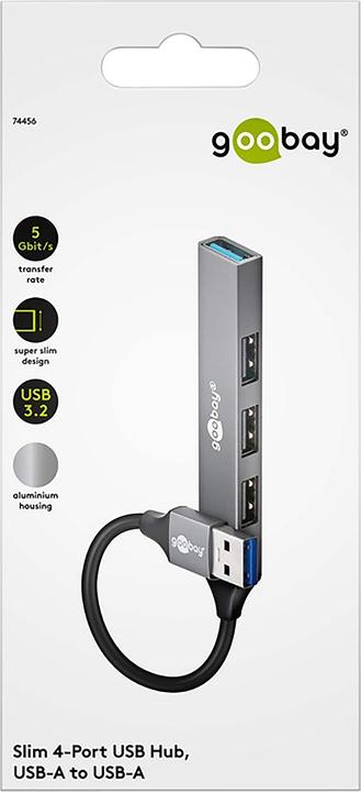 Produktbild Goobay Slim 4-Port USB-Hub, USB-A auf USB-A, USB 3.2 (USB-A, 4 Ports)
