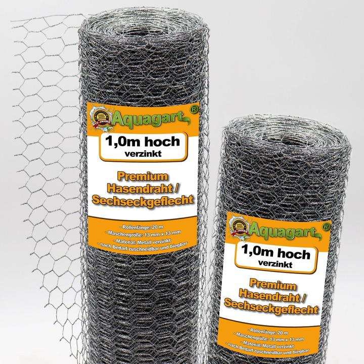 Actual product image Aquagart 200m Sechseckgeflecht Hühnerzaun Kaninchendraht Hasengitter Hasendraht 100cm