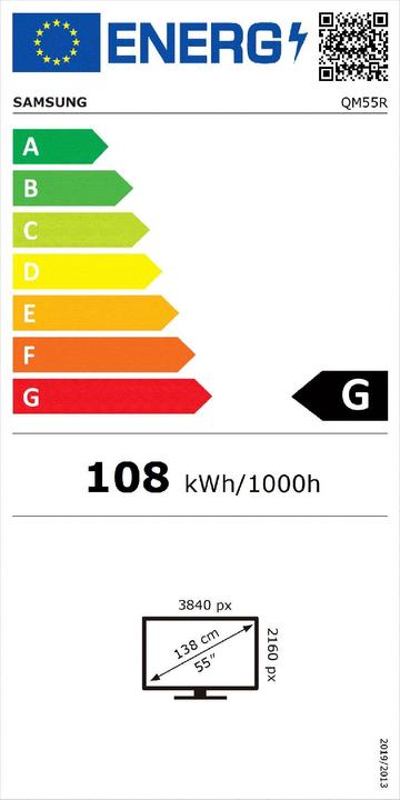 Energie-Label Samsung QM55R (3840 x 2160 Pixel, 55")
