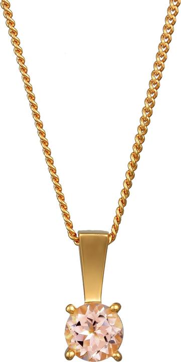 Elli PREMIUM Halskette Solitär Morganit Edelstein 925 Silber vergoldet (925 Sterling Silber)