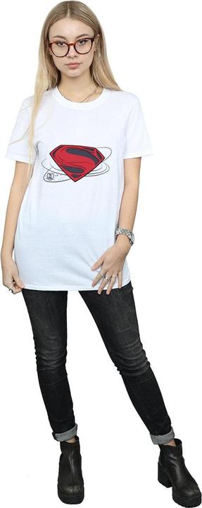 Actual product image Womens/Ladies Justice League Movie Superman Logo Cotton Boyfriend T-Shirt (3XL)