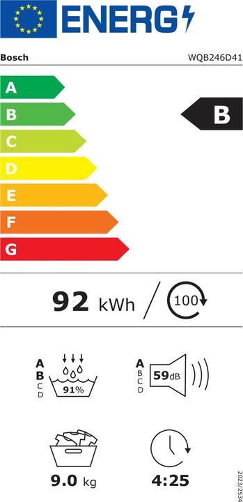 Label énergétique Bosch Hausgeräte WQB246D41 (9 kg, Modifiable)