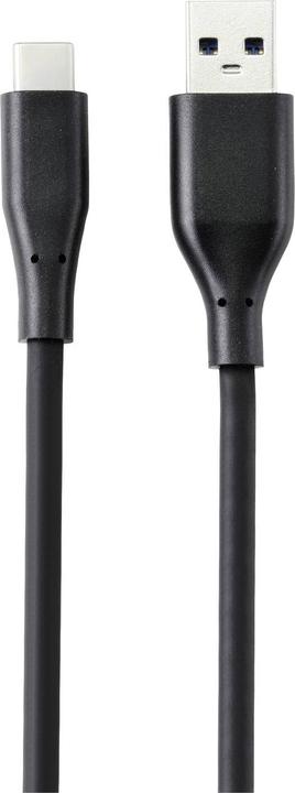 Actual product image Renkforce USB cable USB 3.2 Gen1 3.0 3.1 USB-C plug 2.00 m Black (2 m, USB 3.2 Gen 1, 15 W)