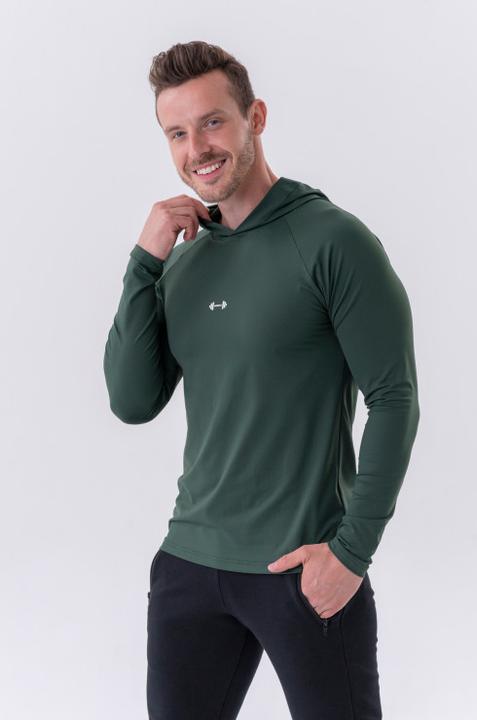 Actual product image Nebbia Long-sleeve T-shirt with a hoodie 330 dark green (XXL)