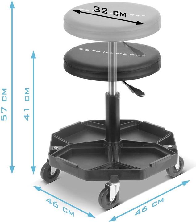 Image du produit Stahlwerk Tabouret d'atelier WRH-57 ST noir avec capacité de charge de 120 kg Siège d'atelier (1 x)