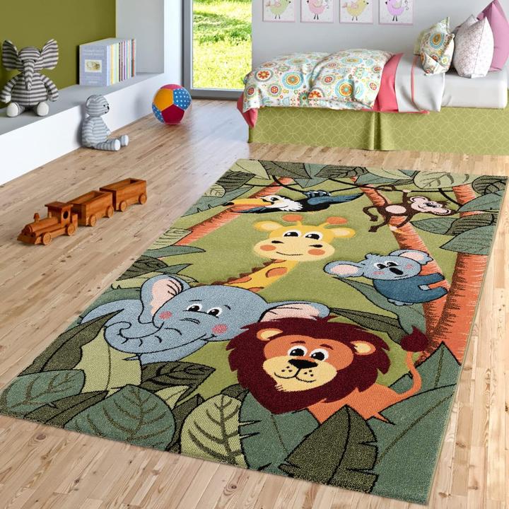 Produktbild Paco Home Kinderteppich Teppich Tier Motiv Dschungel Grün (160 x 230 cm)