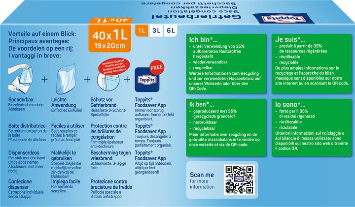 Actual product image Toppits Freezer bags 1 litre 40 pieces (40 x)