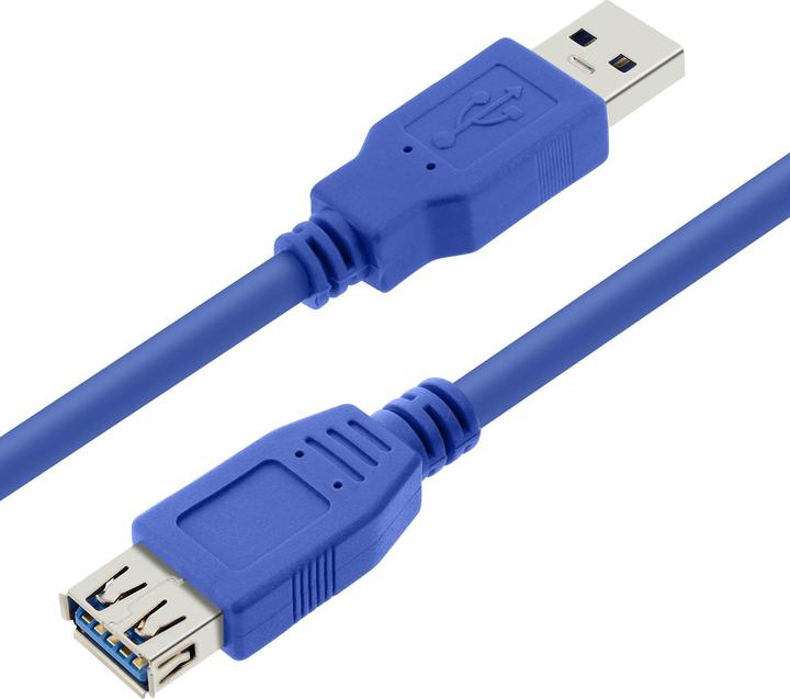 Actual product image LinQ USB 3.0 male/ USB 3.0 female extension cable, 3m, by - Blue (0.30 m, USB 3.0)