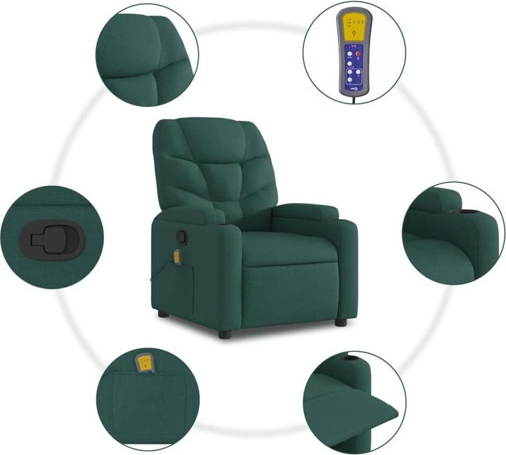 Image du produit VidaXL Fauteuil de massage vert foncé Tissu,Couleur : vert foncé,Matériaux