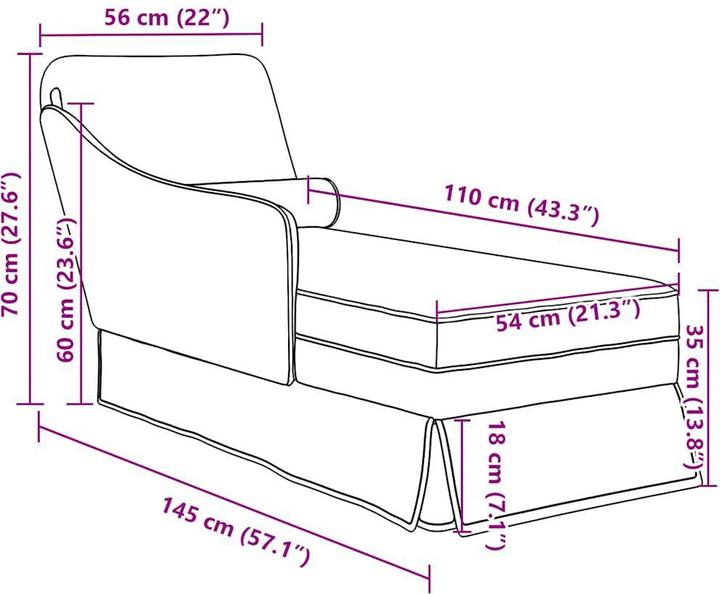 Produktbild VidaXL Chaiselongue mit Nackenrolle und Rechter Armlehne Creme Samt
