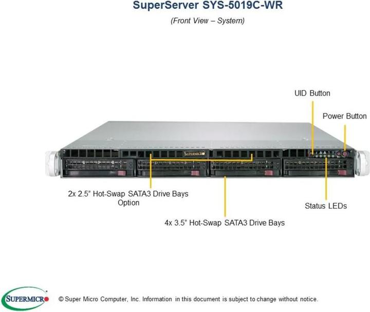 Nutritional values and ingredients Supermicro 5019C-WR: LGA1151, 2x500W NT