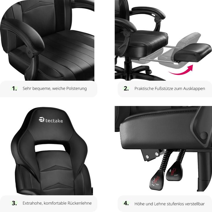 Actual product image tectake Gaming chair Comodo | With footrest