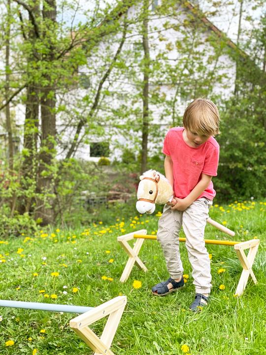 Actual product image small foot Cavaletti obstacle set for children (German, Italian, French, English, Spanish)