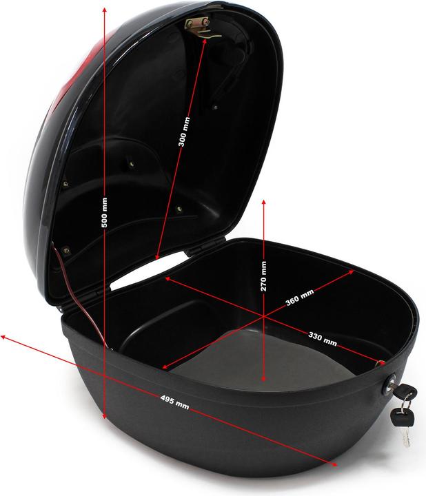 Image du produit Wiltec Top Case Moto 22L Noir mat Coffret Valise Boîte Transport Porte-bagage Espace rangement Deux-roues B (22 l)
