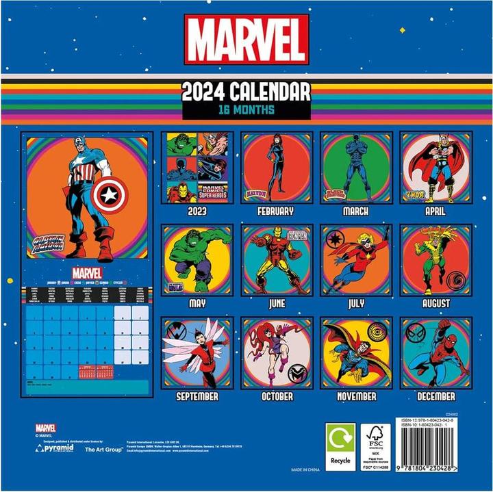 Produktbild Pyramid Marvel Kalender 2024 Super Heroes (30 x 30 cm, Englisch)