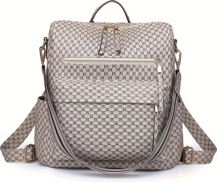 Only-Bags.Store Retro Rucksack Handtasche, Boho Strap Zwei-Wege-Umhängetasche, Mode Vegan Leder Schultasche Daypack