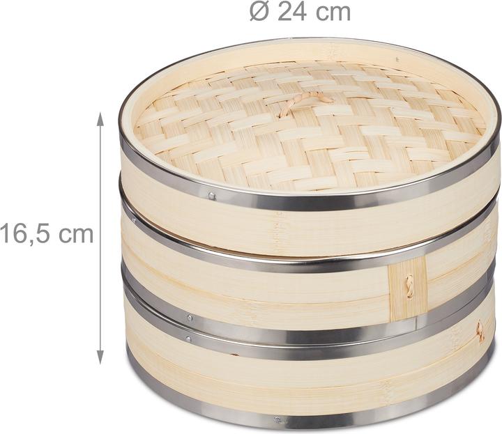 Produktbild Relaxdays Bambus-Dampfgarer (24 cm, Pflanzliche Werkstoffe)