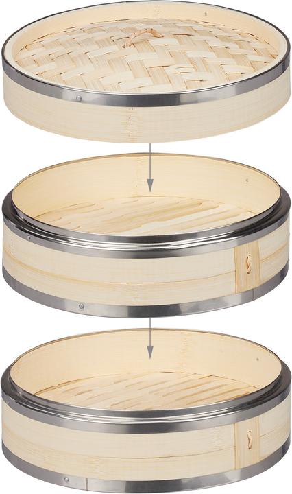 Produktbild Relaxdays Bambus-Dampfgarer (24 cm, Pflanzliche Werkstoffe)