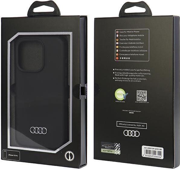 Actual product image Audi Silicone Case iPhone 15 Pro 6.1" czarny/black hardcase AU-LSRIP15P-Q3/D1-BK (Apple iPhone 15 Pro)