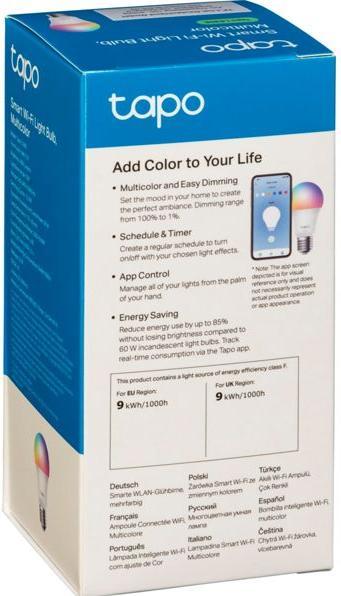 Produktbild TP-Link Tapo L530E (1-pack) (E27, 8.70 W, 806 lm, 1 x, F)