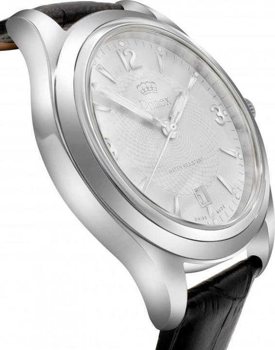 Actual product image Primex Montre Swiss Made - Bracelet Cuir Noir - Cadran Blanc - Etanche 50 M (Analogue wristwatch, 25 mm)