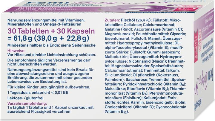 Nutritional values and ingredients Tetesept Femi Baby (60 Piece, Capsules, Pills, 61.80 g)